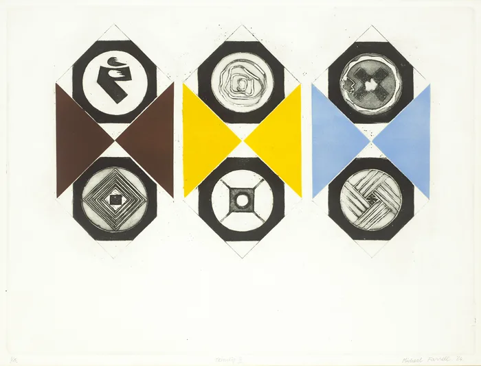 TRINITY II by Micheal Farrell, 1964, etching; (no. 1 from an edition of 15), sold Feb 2014
