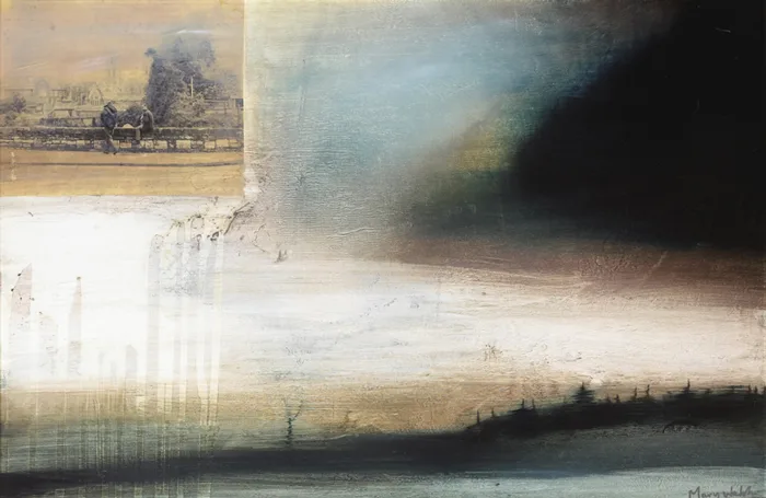 Mary Walsh, INSCAPE, oil on board with collage element