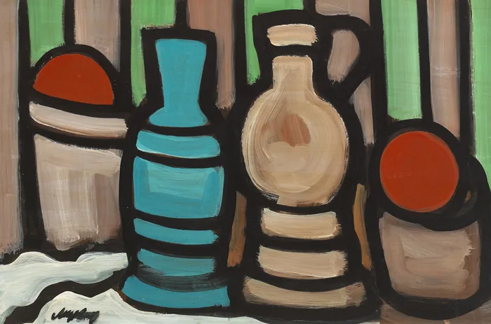 STILL LIFE by Markey Robinson, oil over gouache on board, sold Feb 2014