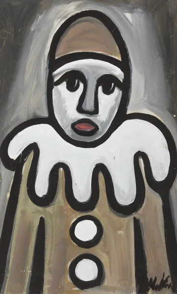 SOL CLOWN, NO. 1 by Markey Robinson, gouache on board, sold Feb 2014