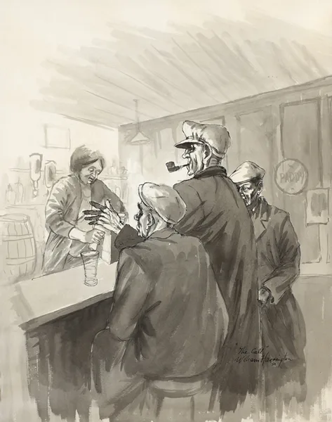 William Harrington, THE CALL, 1982 and THREE OTHER WORKS, gouache over pen and ink on paper; (3); pencil and pastel; (1)
