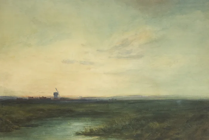 WINDMILL IN A LANDSCAPE by Wycliffe Egginton, watercolour, offered Feb 2014