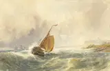 Edwin Hayes, COASTAL SCENE WITH CASTLE IN THE DISTANCE