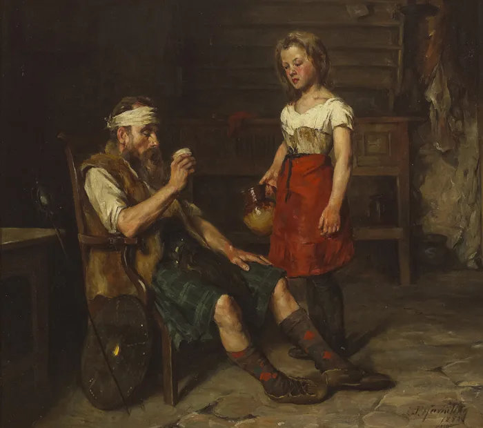 AFTER THE BATTLE by James Hamilton, 1883, oil on canvas, sold Feb 2014
