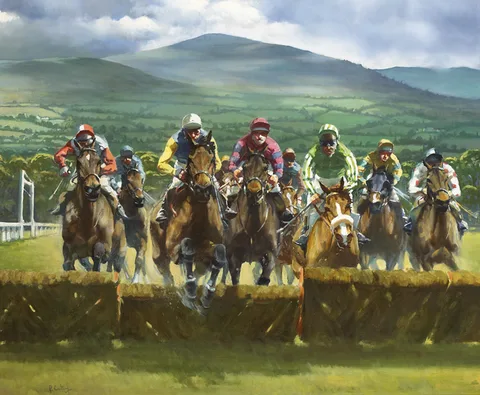 MAIDEN HURDLE, CLONMEL, COUNTY TIPPERARY by Peter Curling, oil on canvas, sold Nov 2013