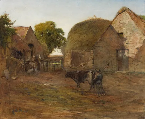 Harry Scully, THE RICK-YARD, 1908, watercolour