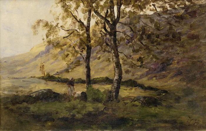 THE SILVER BIRCH by Nathaniel Hone, oil on canvas, sold Nov 2013