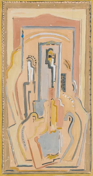 Evie Hone, COMPOSITION, gouache over pencil on buff-coloured paper