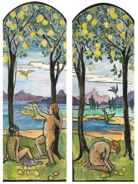 SPRING and SUMMER, c.1920 (A PAIR) by Mainie Jellett, watercolour with gouache and charcoal over pencil; (2), offered Nov 2013
