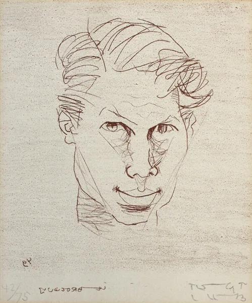 STUDY OF SELF by Louis le Brocquy, lithograph; (no. 42 from an edition of 75), sold Nov 2013