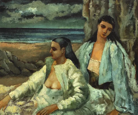 Daniel O'Neill, TWO WOMEN BY THE SEA, oil on canvas