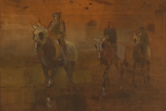 HORSES EXERCISING by Basil Blackshaw, 1965, oil on panel, sold Nov 2013