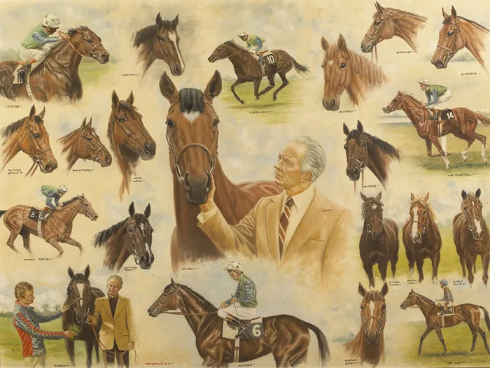 Peter Deighan, PORTRAIT OF VINCENT O'BRIEN AND NIJINSKY, 1983, oil on canvas