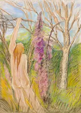Pauline Bewick, WOMAN, FOXGLOVE AND TREES