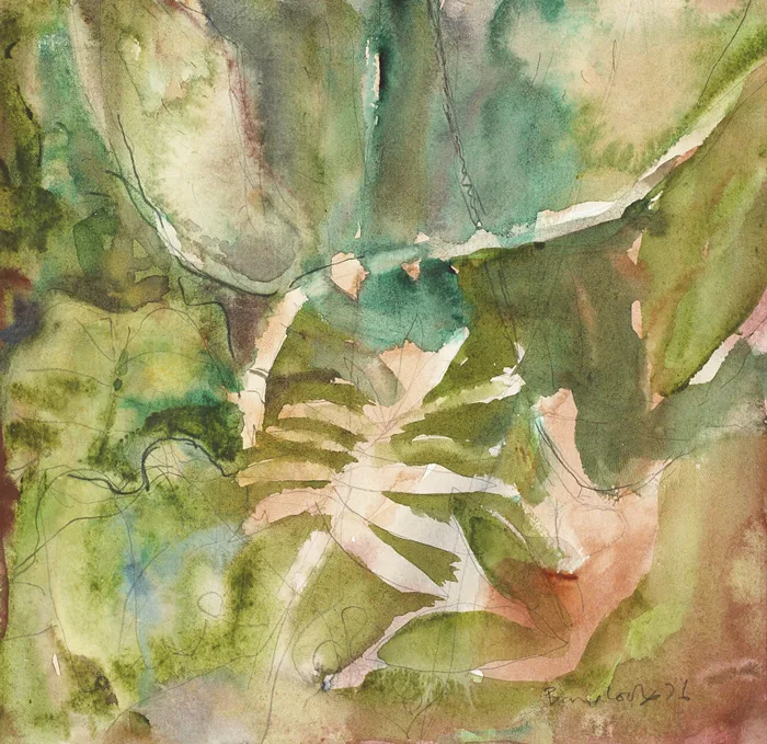 FOREST PLANTS by Barrie Cooke, 1976, watercolour over pencil, offered Nov 2013