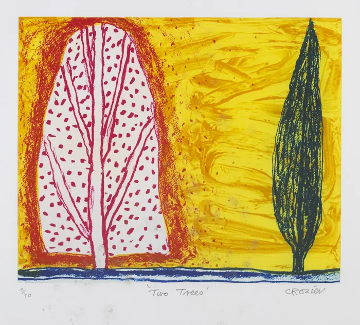 TWO TREES by William Crozier, 2007, Intaglio print from photopolymer plates; (no. 3 from an edition of 40), sold Nov 2013