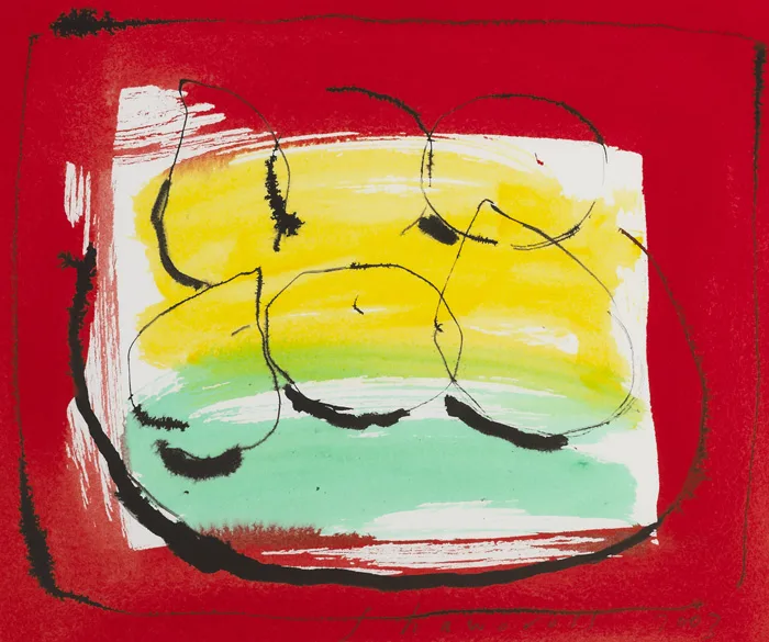 STILL LIFE WITH APPLES by Neil Shawcross, 2003, ink and watercolour, sold Nov 2013
