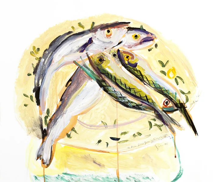 Elizabeth Cope, THE FISHES, 2001, oil on paper