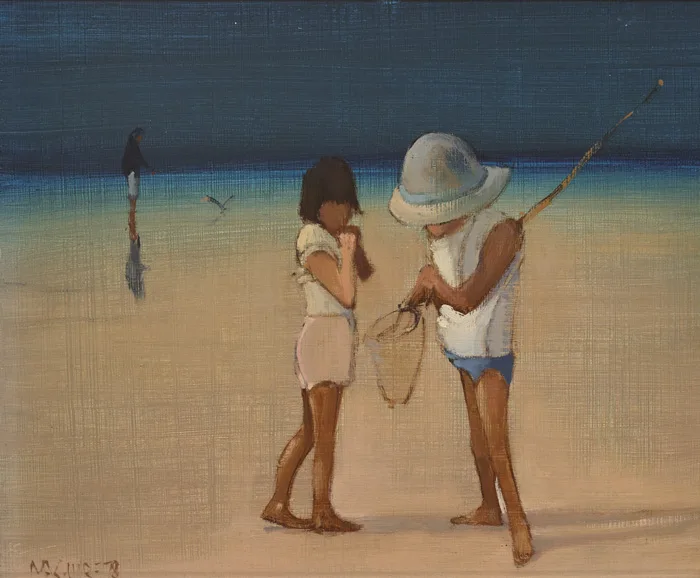 ON THE BEACH II by Cecil Maguire, 1978, oil on board, sold Nov 2013