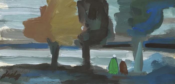 EVENING STROLL by Markey Robinson, gouache, sold Nov 2013