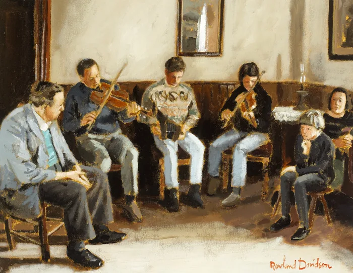 MUSICIANS by Rowland Davidson, oil on canvas, offered Nov 2013