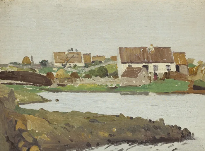 Charles Vincent Lamb, COTTAGES AT CARRAROE, oil on paper laid on board