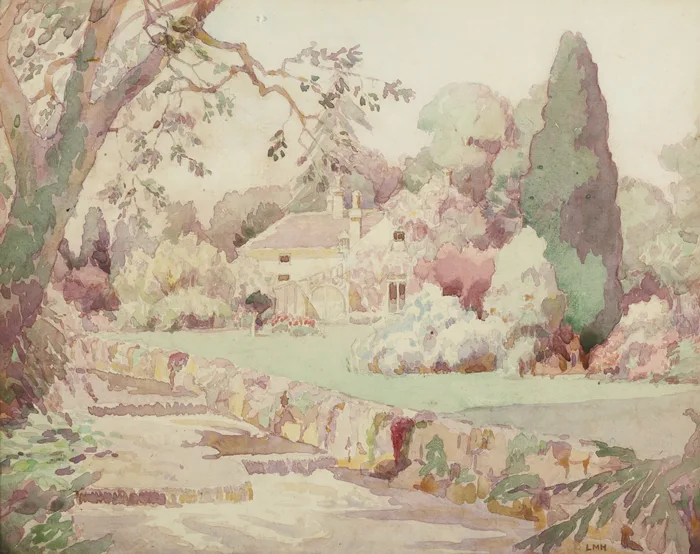 VIEW AT MOUNT USHER by Letitia Marion Hamilton, c.1926-1928, watercolour over pencil, sold Sep 2013