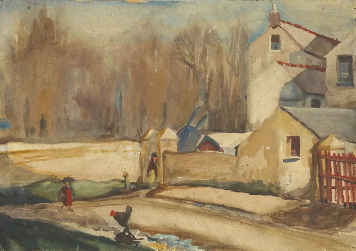 EVENING SUNSHINE by Harry Kernoff, gouache on paper laid on board, offered Sep 2013