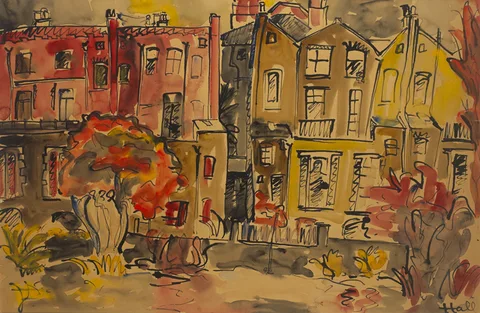 Kenneth Hall, HAMPSTEAD, ENGLAND, watercolour on buff-coloured paper