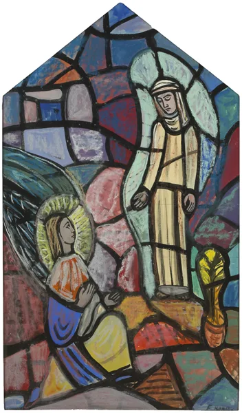 ANNUNCIATION by Evie Hone, c.1938, gouache and oil pastel on paper; (pentagonal), offered Sep 2013
