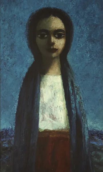 Daniel O'Neill, GIRL WITH DARK EYES, oil on board