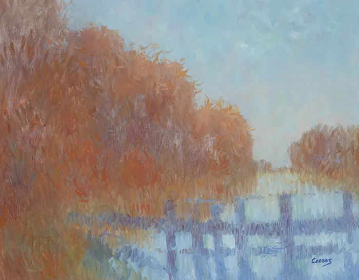 THE LOCK GATE by Desmond Carrick, c.1978, oil on board, sold Sep 2013