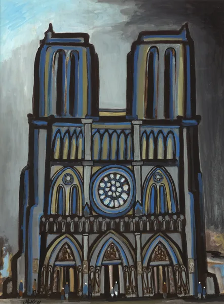 NOTRE DAME, PARIS by Markey Robinson, oil over gouache on board, sold Sep 2013
