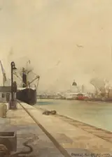Ernest Columba Hayes, CUSTOM'S HOUSE FROM CITY QUAY [1933] and LANDSCAPE, NORTH COUNTY DUBLIN