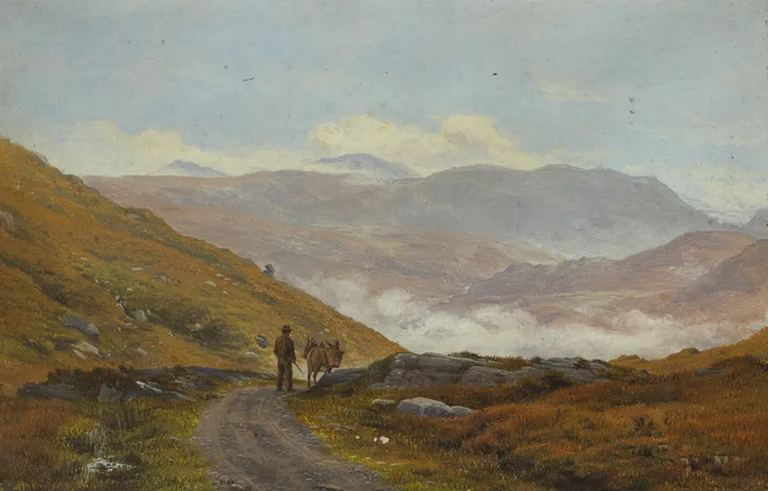 ROAD THROUGH THE MOUNTAINS by Bartholomew Colles Watkins, 1870, oil on (unstretched) canvas laid on board, offered Sep 2013