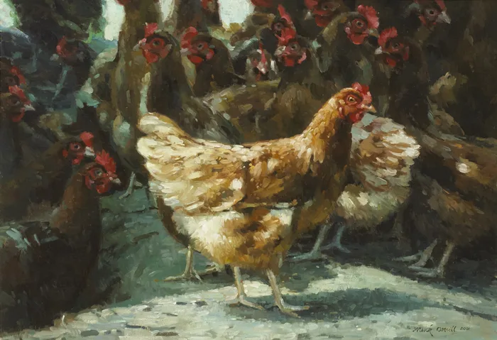 RED ALERT by Mark O'Neill, 2001, oil on board, offered Sep 2013