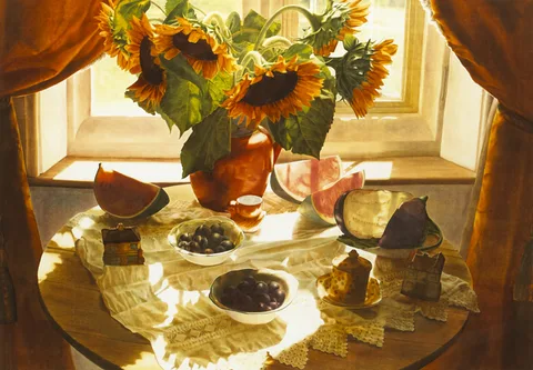 WINDOW AT EDWARD'S COLLEGE by Alan Brassington, watercolour, offered Sep 2013