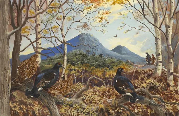 Robert W. Milliken, WOODLAND FOWL, oil on canvas