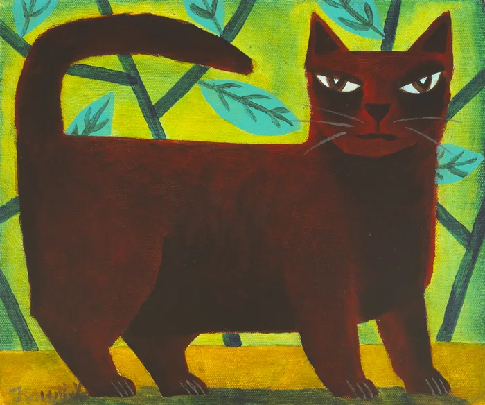 CAT AGAINST GREEN by Graham Knuttel, oil on canvas, offered Sep 2013