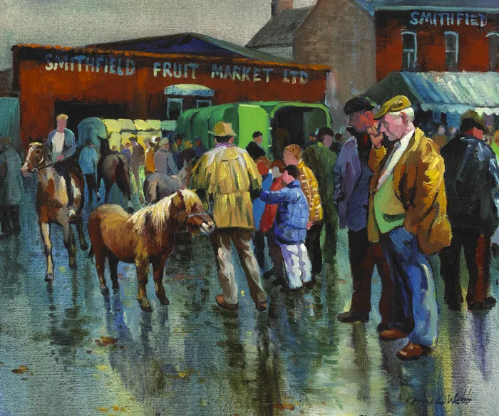 SMITHFIELD, DUBLIN by Kenneth Webb, oil on canvas, offered Mar 2013