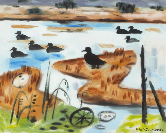 SCOOTER DUCKS by Norah McGuinness, oil on canvas, sold Mar 2013
