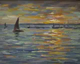 Aloysius C. OKelly, YACHTS AT SUNSET, FRANCE