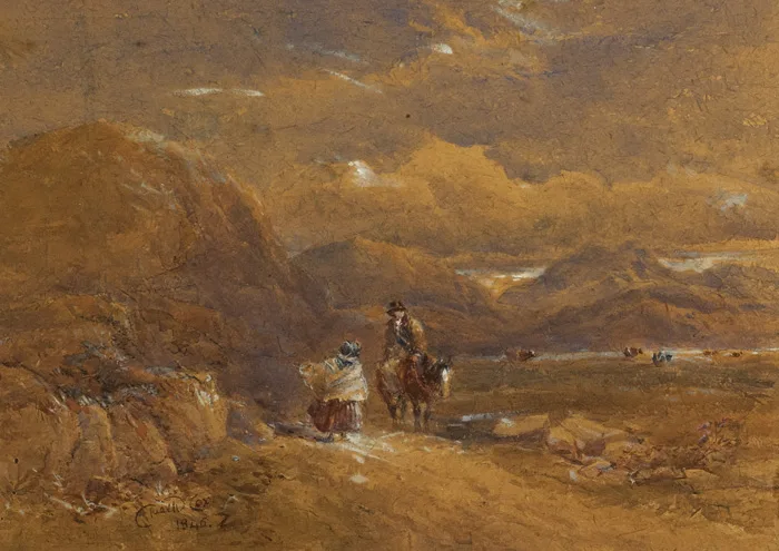 THE GOSSIPS by David Cox Snr., 1846, watercolour on wove paper heightened with bodycolour, offered Mar 2013
