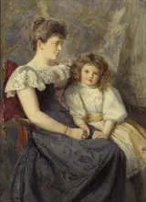 Joseph Poole Addey, PORTRAIT OF ELIZABETH ROSE AND HER DAUGHTER MURIEL LISA BROWN OF DUBLIN