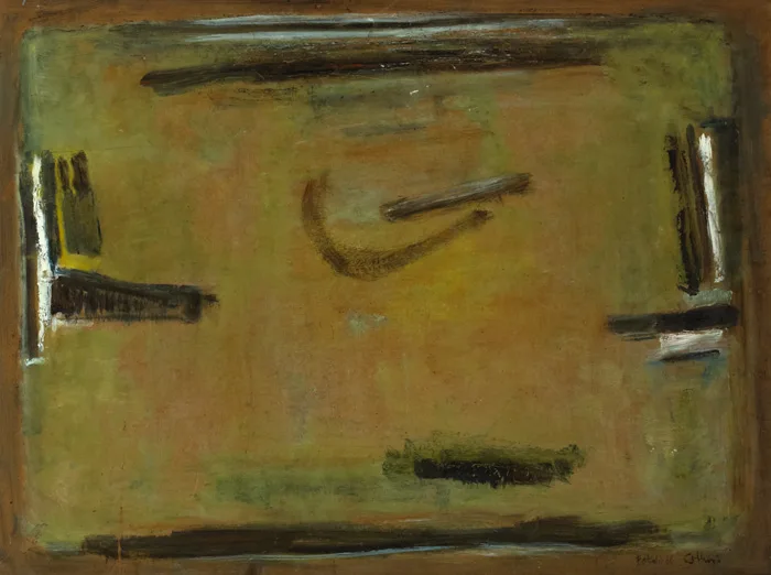 BEYOND THE BOG by Patrick Collins, 1966, oil on board, offered Mar 2013