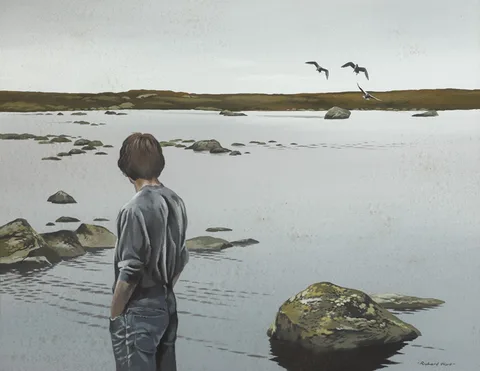 Richard Ward, VIEW OF LOUGH GLENMURIEN [SIC], acrylic on board
