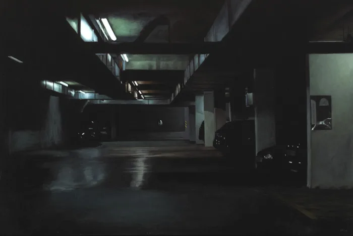 UNDERGROUND CAR PARK, DUBLIN by Francis Matthews, 2003, oil on canvas, sold Mar 2013