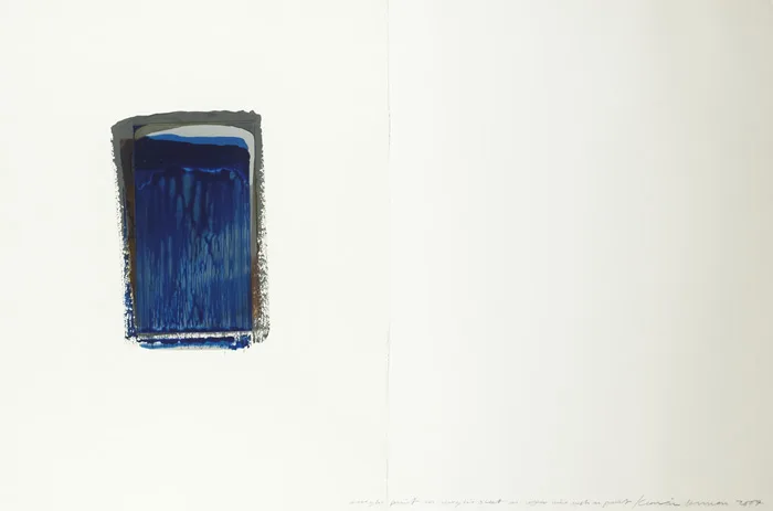 UNTITLED [BLUE] by Ciarán Lennon, 2007, acrylic paint on acrylic sheet on copper mesh on paint on Fabriano paper, offered Mar 2013