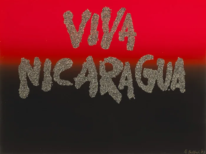 VIVA NICARAGUA by Robert Ballagh, 1987, computer generated print with collage; (unique), offered Mar 2013