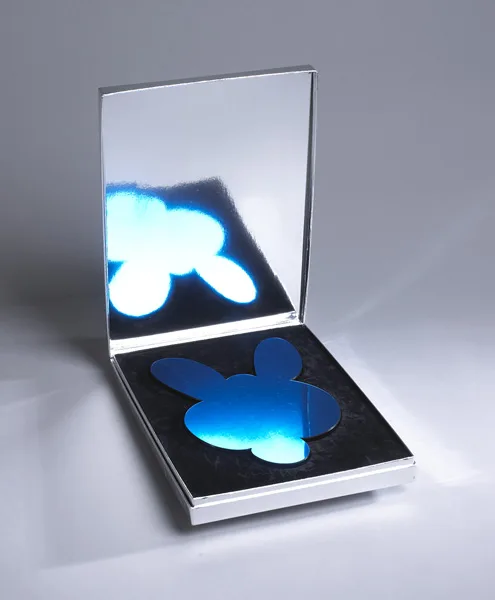 KANGAROO MIRROR BOX [BLUE] 2003 by Jeff Koons, mirror polystyrene and Plexiglas & DVD; (no. 1516 from an edition of 2000), sold Mar 2013
